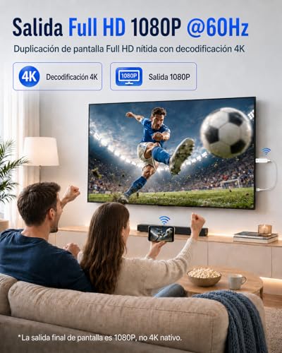 Adaptador Dongle HDMI Inalámbrico, 1080P@60Hz Miracast AirPlay DLNA Screen Mirroring Stick, 2,4/5GHz Doble Banda, Plug & Play Extensor HDMI para PC/Portátil/Smartphone a TV/Monitor/Proyector