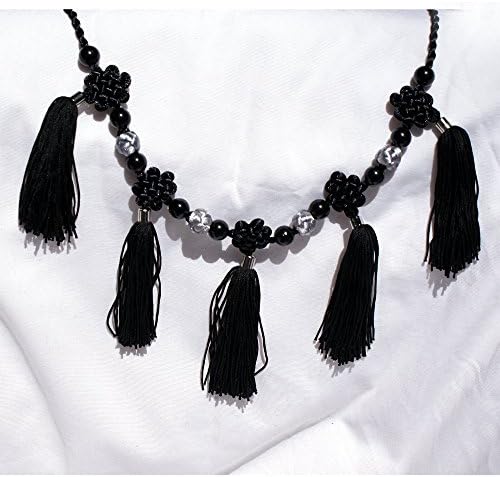 Black Silver Waist Belt Chain Handmade Customized Ornamental Endless Knot with Tassel for Women Pant Size 2-4
