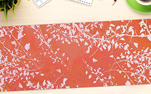 KESS InHouse Iris Lehnhardt "Twigs Silhouette Coral" Orange Office Desk Mat, Blotter, Pad, Mousepad, 13 x 26-Inches