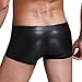 ONEFIT Men Patent Leather Holes at Front Black Boxer Briefs Sexy Underwear, Medium, Black