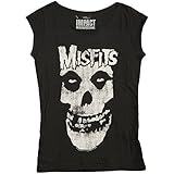 Misfits Distressed Skull Face Print Junior's Fitted Cut Tee Shirt