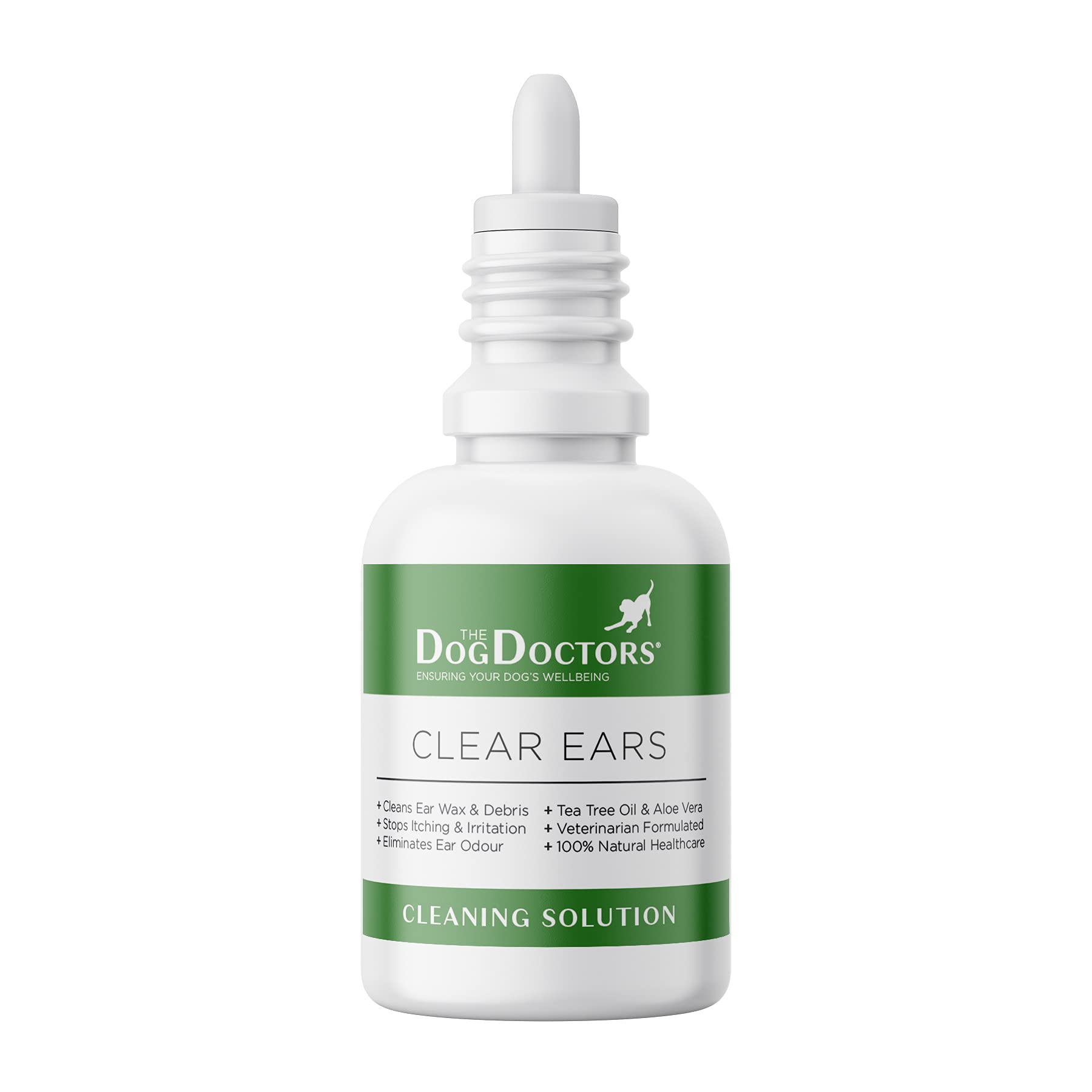 The Dog Doctors Clear Ear cleaning Drops - Stops itching, scratching, head shaking, Discharge & Smell Whilst Helping Supports Ear Health and Cleanliness.