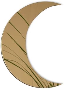 Crescent Moon Mirror - Wall Decor Chic Boho Aesthetic for Urban Living Room Apartment Bedroom or Home - 13.25inch x 9.5inch