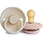 FRIGG Rope Natural Rubber Baby Pacifier | Made in Denmark | BPA-Free (Blush/Cream, 0-6 Months)