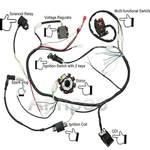 Amazon.com: JIKAN Annpee Complete Wiring Harness kit Wire ... kazuma falcon 250cc wiring diagram 