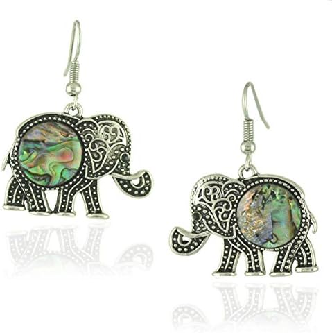 Gloria Trend Women's Shell Trendy Elephant Dangle Earrings