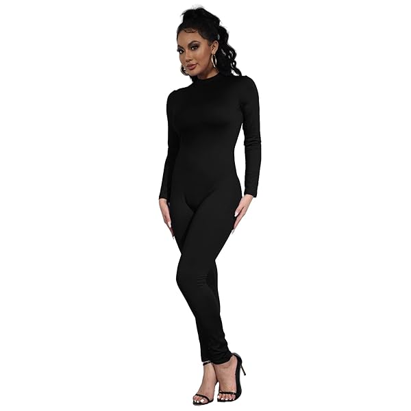 CTU ONE PIECE JUMPSUITS FOR WOMEN SEXY BODYCON HIGH WAIST LONG SLEEVE ROMPER PARTY CLUBWEAR S