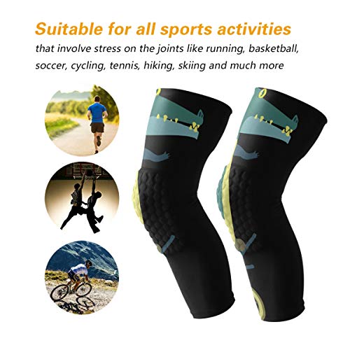 Knee Sleeve Cartoon Alligator Riding Unicycle Full Leg Brace Compression Long Sleeves Pads for Meniscus Tear, Arthritis, Running, Workout, Basketball, Sports, Men and Women 1 Pair - Thumbnail 5