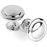 KOOFIZO Round Cabinet Knobs Polished Chrome Cabinet Pulls, Dia. 1-1/4 Inch, 10 Pack Chrome Drawer Knobs for Kitchen Cabinets 