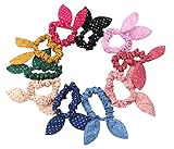 10x Cute Women's Dot Rabbit Ear Hair Bow Tie Bands Chiffon Ponytail Holder Hot