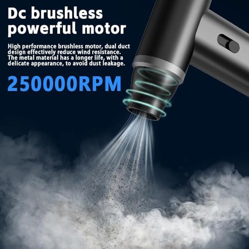 Excefore Compressed Air Duster, Mini Air Duster Metal Design Enhanced Powerful 250000RPM, Infinite Speed Adjustment Wind - Portable Air Duster, Electric Air Blower for Cleaning Keyboard&PC