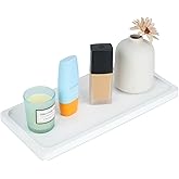 Bamboo Vanity Tray Bathroom Counter Tray Rack for Organizing Decor Display Toilet Tank Top White Storage Tray Pallet Rack 11.8 x 6 x 0.7in