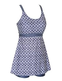 DANIFY Traje de baño de talla grande para dama Traje de baño Tankini con estampado retro de dos piezas