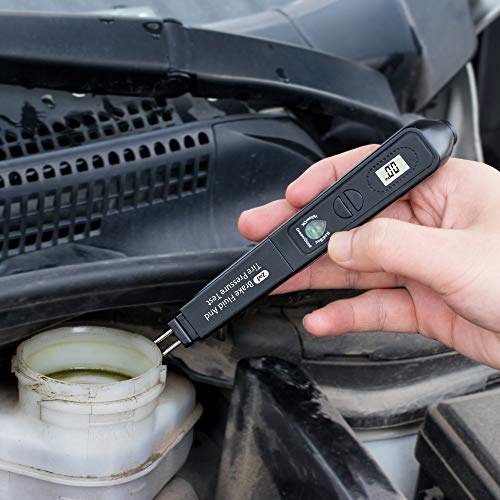 Brake Fluid Liquid Tester Pen & Tire Pressure Tester 2 in 1 LED Universal Detector