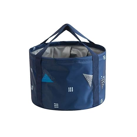 Naja 25 L Folding Bucket Bag Portable Collapsible Compression Storage Bag Basin for Traveling Hiking Fishing Beach Boating Gardening Car Washing (Blue Geom)