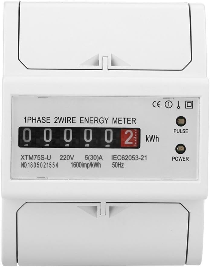 220V DIN-Rail Electric Meter, Digital 1 Phase Electric Meter 2 Wire 4P, XTM75S-U Electric Meter KWh Meter(5(30)A ) - Image 5