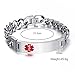 Men's Medical Alert ID Bracelet Tag Stainless Steel Link Chain Wrist (Free Engraving),8.3 inches-8.5 inches