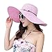 Adrinfly Women Foldable Floppy Wide Brim Straw Sun Hat Travel Packable Adjustable Summer Beach Accessories Hat UV UPF 50+
