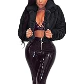 Shiyinvie Womens Lapel Collar Open Front Fluffy Faux Fur Cropped Coats Jackets