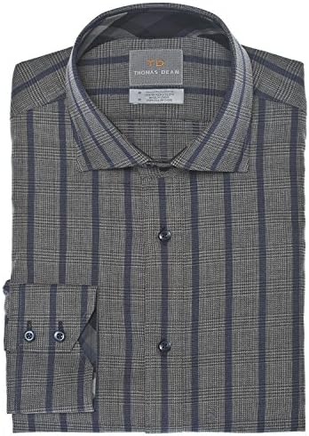 Thomas Dean Big &amp; Tall Grey Jacquard Stripe Button Down Sport Shirt ( Grey, XLT )