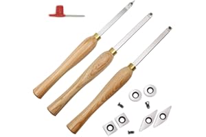 YUFUTOL Carbide Woodturning Tool Mini Size (3 Piece Set) Includes Diamond, Round and Square Turning Tools With Comfort Grip Handles Perfect For Small to Mid-Size Projects