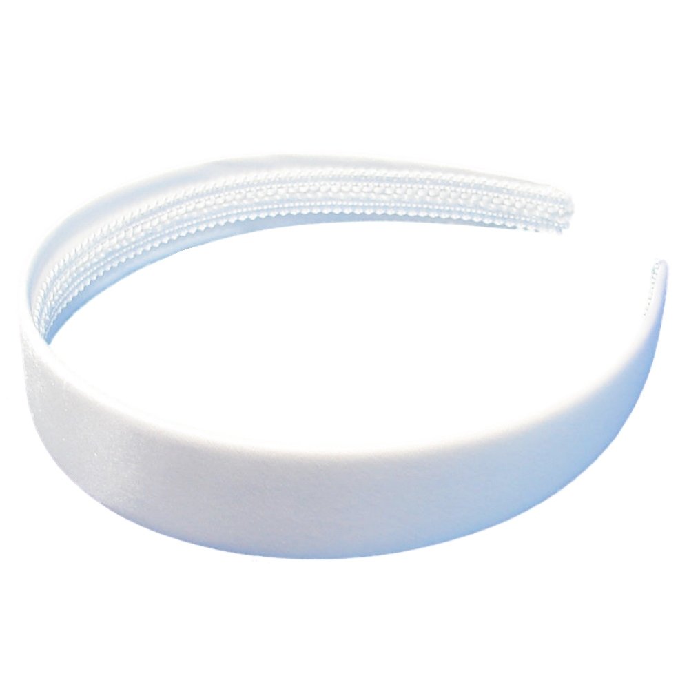 2.5cm (1") Wide White Satin Covered Alice Hair Band Headband