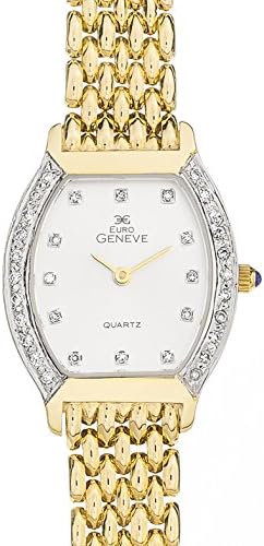 Euro Geneve 14K Yellow Gold Ladies' Diamond Tonneau Watch With Panther Band-47653