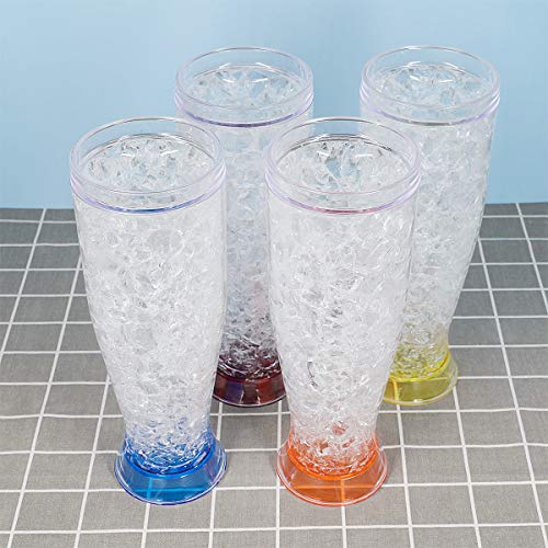 Freezer Ice Beer Mugs, Drinking Glasses, Double Wall Gel Frosty Beer