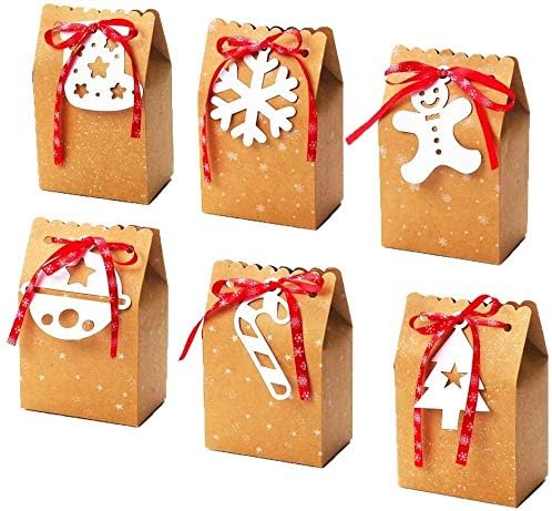 24 unidades de Navidad cajas de regalo, papel de Kraft bolsos ...