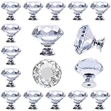 DeElf 13 pcs Crystal Glass Drawer Pulls Decorative Knobs for Kitchen Bathroom Cabinet, Dresser and Cupboard