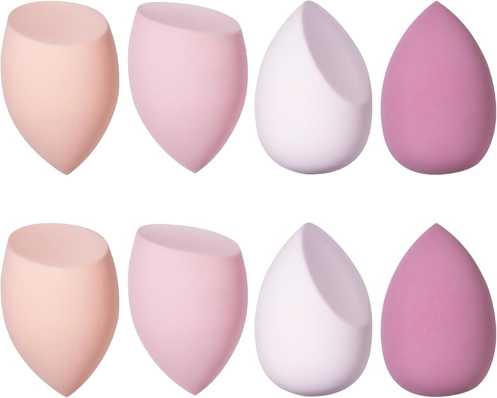 Carehabi Makeup Sponge 8 Piece Beauty Blender Set 3 Shapes Latex Free