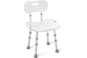 HOMLAND Shower Chair for Inside Shower with Removable Back, Adjustable Height, Non-Slip Heavy Duty Bath Chair for Bathtub, 350 lbs Shower Seat for Elderly and Disabled, White