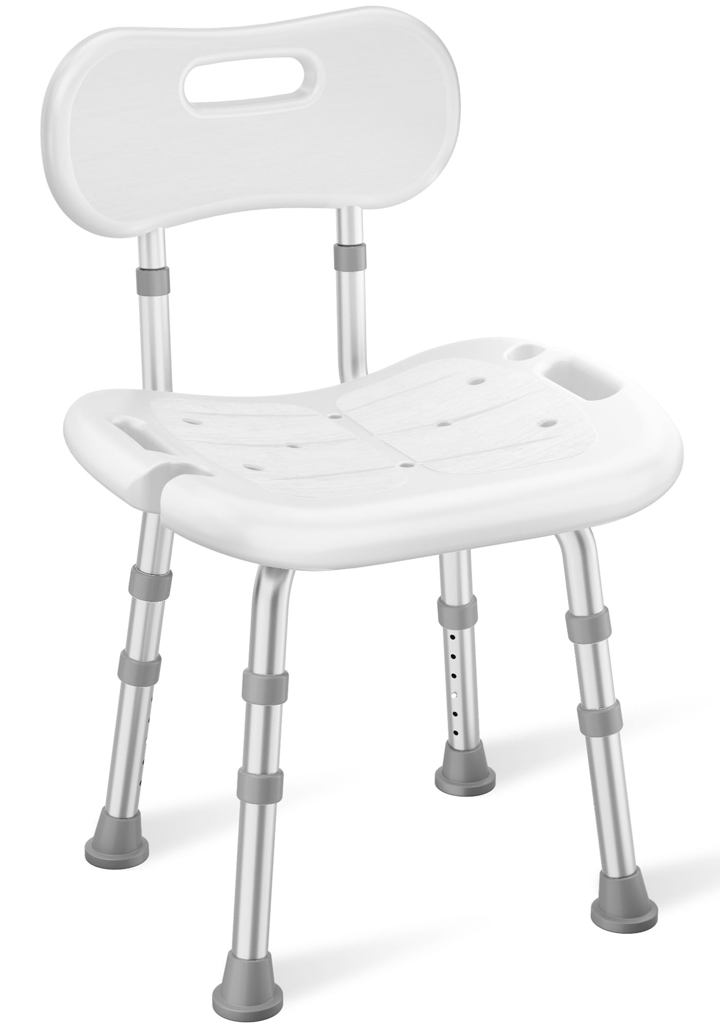 Photo 1 of HOMLAND Shower Chair for Inside Shower with Removable Back, Adjustable Height, Non-Slip Heavy Duty Bath Chair for Bathtub, 350 lbs Shower Seat for Elderly and Disabled, White