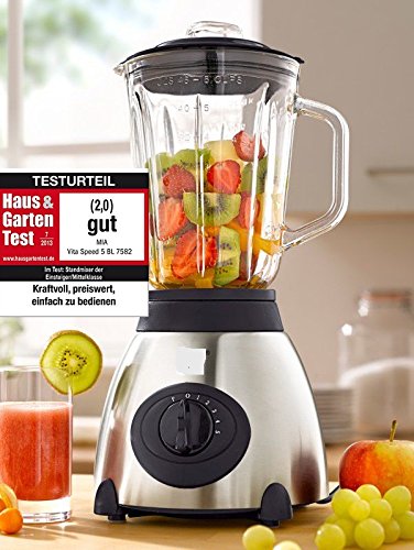 VitaSpeed Edelstahl Standmixer Smoothie Maker mit Glaskrug (500 Watt), 1,5 L Fassungsvermögen, Mixer mit 19.000 U/min… – Bild 7