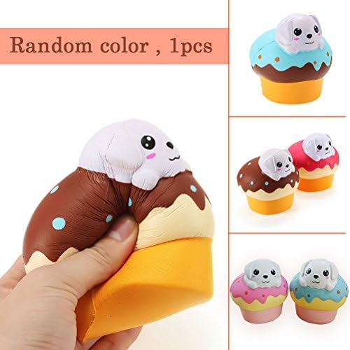 Squishy Jumbo Dog, Slow Rising Kawaii Scented Soft Puff Dog Bread Toy Stress Relief for Collection Gifts by Shellvcase ( Random Color 1PC )