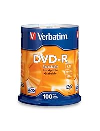 Verbatim - Disco grabable DVD-R de 4,7 GB hasta 16 unidades con eje de 100 discos 95102 Branded