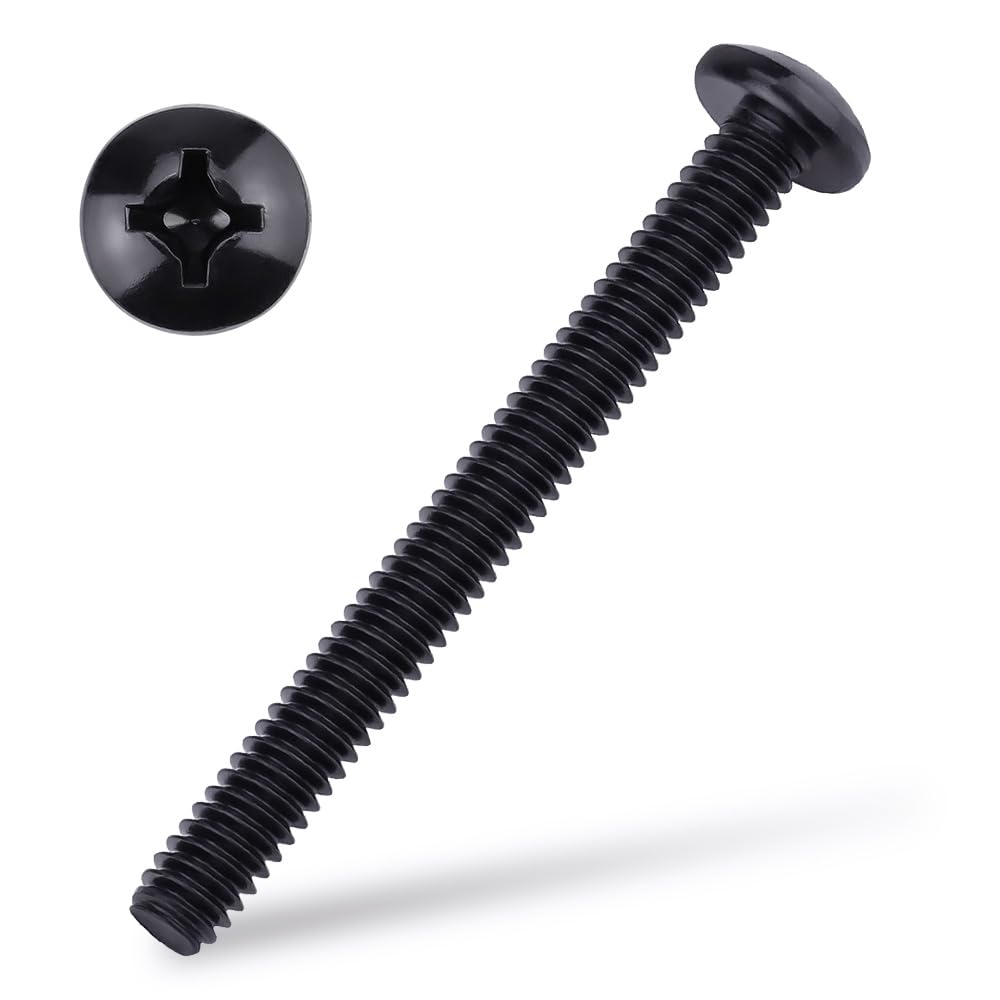 Photo 1 of #8-32 x 2-1/4" Pan Head Machine Screws Black, Phillips Drive, 304 Stainless Steel 18-8, Black Oxide Coated Finish, Corrosion Resistant Round Head Machine Screws, Full Thread, Coarse Thread, 50 PCS