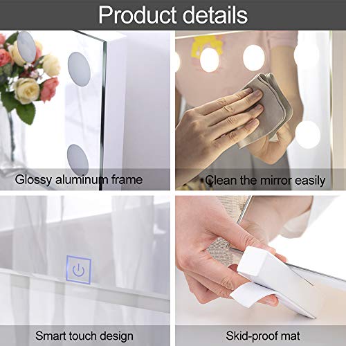 Chende Lighted Vanity Mirror with Dimmable LED Bulbs, Hollywood Style ...
