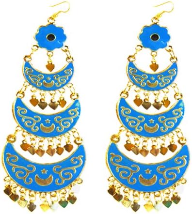 Blue Tinted Brass Dangling Earring, 'Bahana'