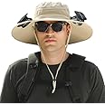 Outdoor Wide Brim Sun Hat with 2 Solar Fan Sun Bucket Hat for Men Women UPF 50+ Bucket Fishing & Beach Hat with Fan Built in