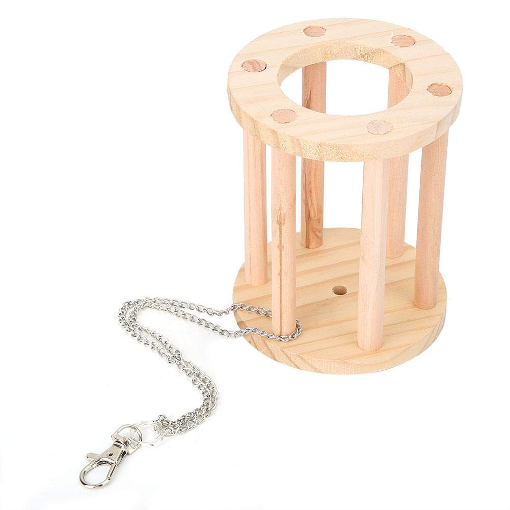 Wooden Hay Feeder, Hanging Pet Feeder Dispenser Cylindrical Hay Grass Rack for Rabbit Chinchilla Hamsters Guinea Pigs 4.7x3.7in(Suspended)