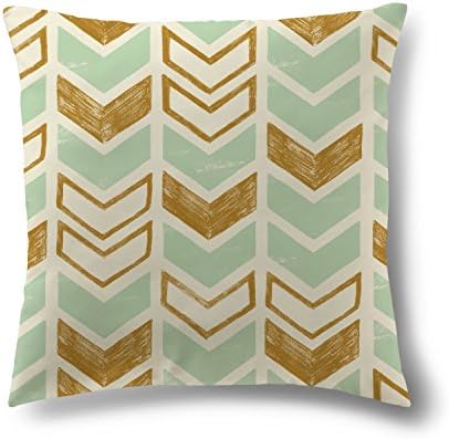 ZFSaleStore Mint and Gold Arrows Decorative Pillow Case 18 x 18 inch