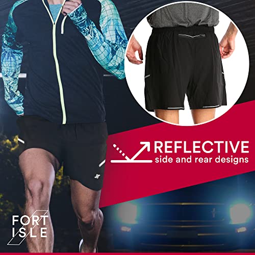 Fort Isle Mens Running Shorts 6 Inch Inseam Lightweight Breathable Athletic Shorts for Men