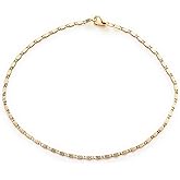 BOOT JEWELRY SHOP XL 11 Inch Ankle Bracelet Chain Embossed Pattern Tiles Link Anklet Gift Boxed Gold Plated Brass Stamped Design