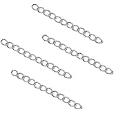DanLingJewelry 200 pcs 304 Stainless Steel Necklace Bracelet Extender Chain Length 1.57 Inch for Jewelry Making