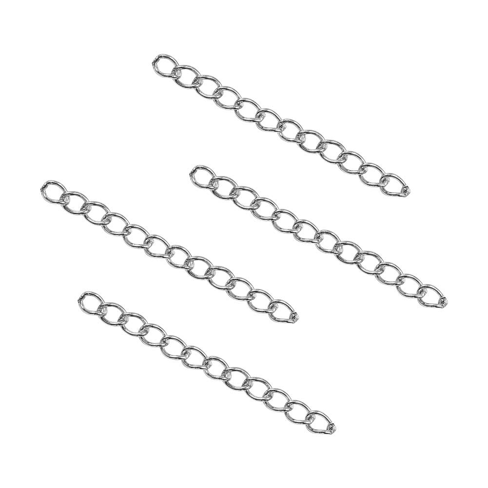 DanLingJewelry 200Pcs Stainless Steel Necklace Bracelet Extender Chain Length 1.57 Inch for Jewellery Making
