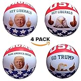 Inflatable Beach Ball Pool Toy: 4 Pack President Donald Trump & American Eagle Beach Ball Set|Easy To Inflate USA Patriotic Thumbs Up & Middle Finger Ball| Amazing Funny Pool Toys For Adults Idea