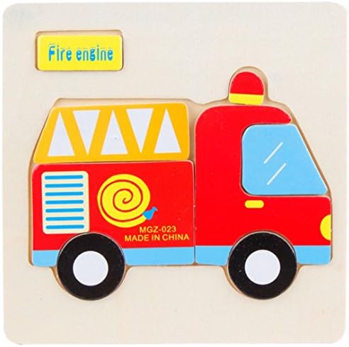 Yeefant Wooden Fire Truck Puzzle Slide Educational Developmental Jigsaw Interesting Toy Play Gift Game,Brain Games Wood Burr Tangram Jigsaw Training Toy,Safe Durable Gift for Kid Adult