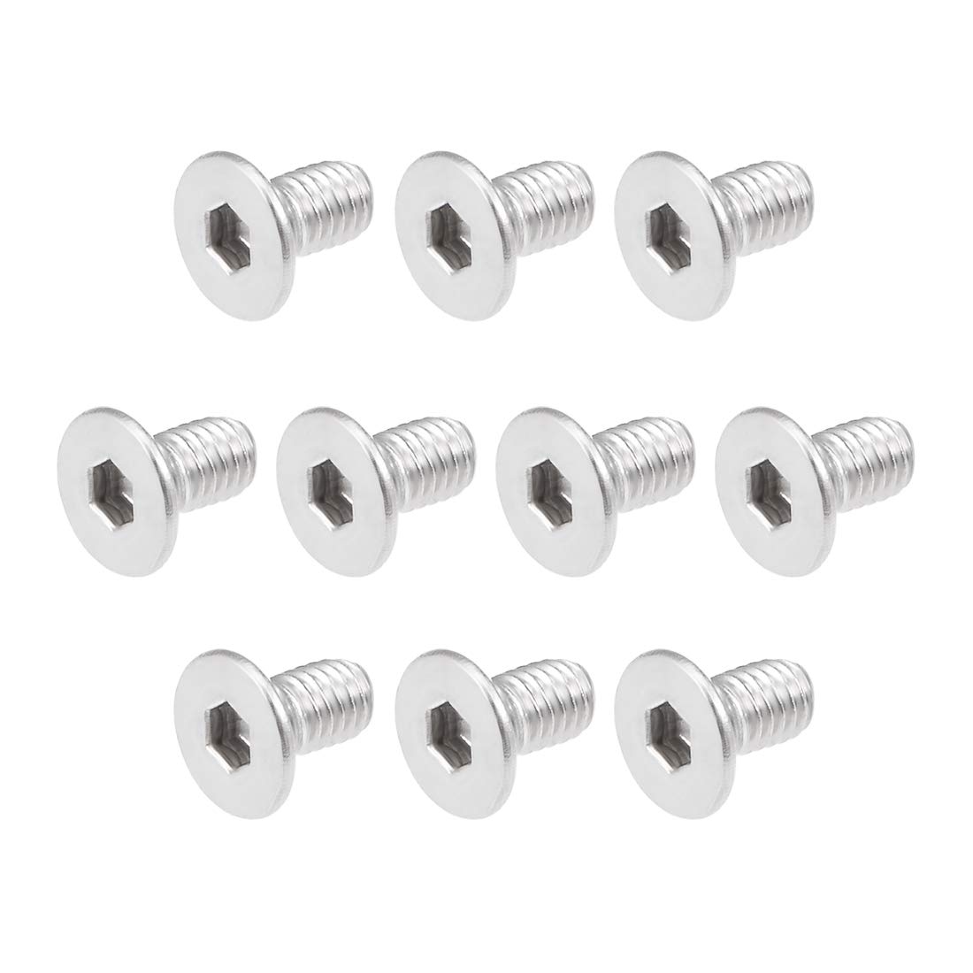sourcing map M3x6mm Flat Head Machine Screws Inner Hex Screw 304 Stainless Steel Fasteners Bolts 80Pcs