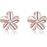 SLUYNZ Solid 925 Sterling Silver Flower Earrings Stud for Women Teens Plumeria Flower Stud Earrings Spring